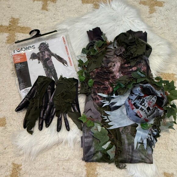 Rubie's Kids Halloween Swamp Zombie Costume Jumpsuit and Mask L - Picture 2 of 11